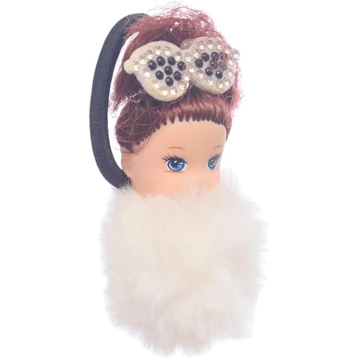 Hair Ties With Doll Design For Girls Set, 2 Pieces - White - Image 4